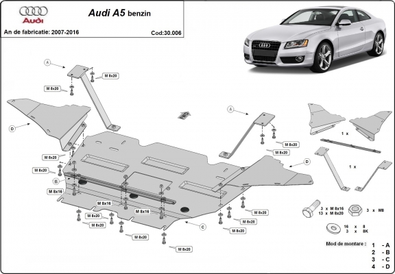 Unterfahrschutz für Motor der Marke Audi A5, benzin