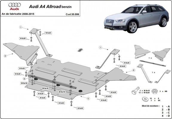 Unterfahrschutz für Motor der Marke Audi A4 B8 All Road, benzin