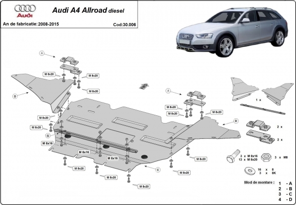 Unterfahrschutz für Motor der Marke Audi A4 B8 All Road, diesel