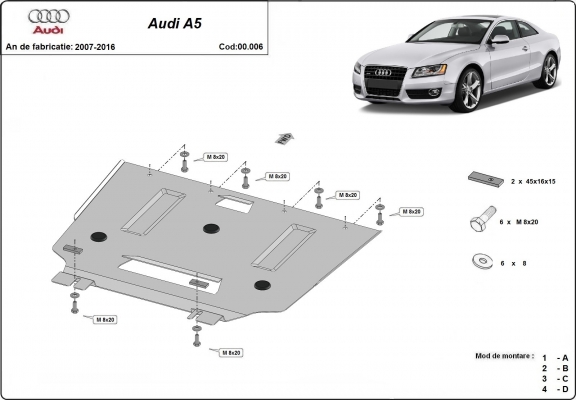 Stahl Getriebe Schutz für  Audi A5