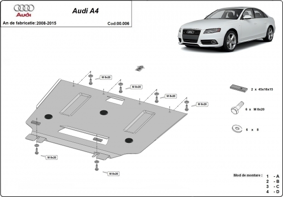 Stahl Getriebe Schutz für  Audi A4 4 B8