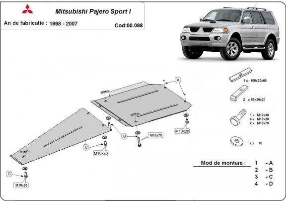 Getriebe und Differentialschutz aus Stahl für Mitsubishi Pajero Sport 1