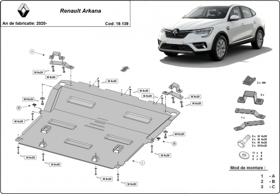 Unterfahrschutz für Motor der Marke Renault Arkana