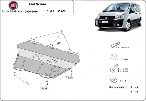 Unterfahrschutz für Motor und Getriebe aus Stahl für  Fiat Scudo
