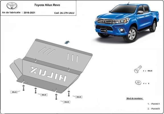 Kühlerschutz für unten aus Aluminium für Toyota Hilux Revo
