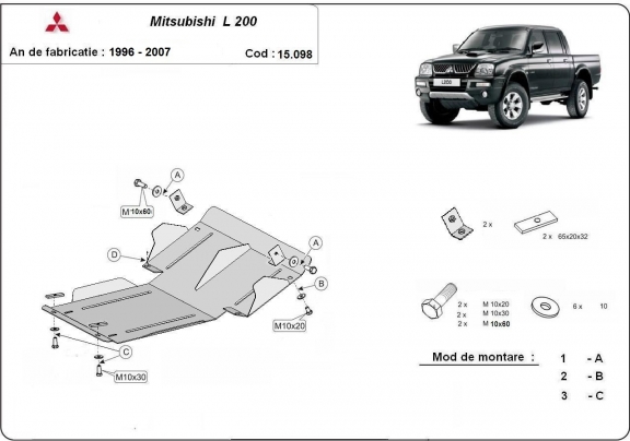 Unterfahrschutz für Motor der Marke Mitsubishi L200