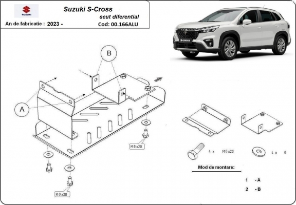 Unterfahrschutz für Motor der Marke Suzuki S-Cross - Aktionspaket Aluminium