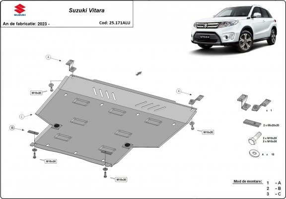Unterfahrschutz für Motor der Marke Suzuki Vitara - Aktionspaket Aluminium