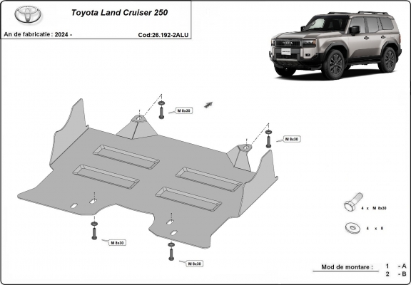 Unterfahrschutz für Motor der Marke Toyota Land Cruiser - Aktionspaket Aluminium
