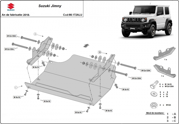 Unterfahrschutz für Motor der Marke Suzuki Jimny - Aluminium