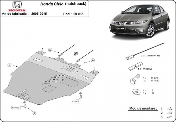 Unterfahrschutz für Motor der Marke Honda Civic (hayon)