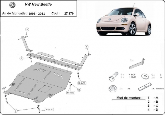 Unterfahrschutz für Motor der Marke Volkswagen New Beetle