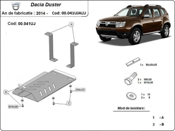 Aluminium Differentialschutz für  Dacia Duster 4x4