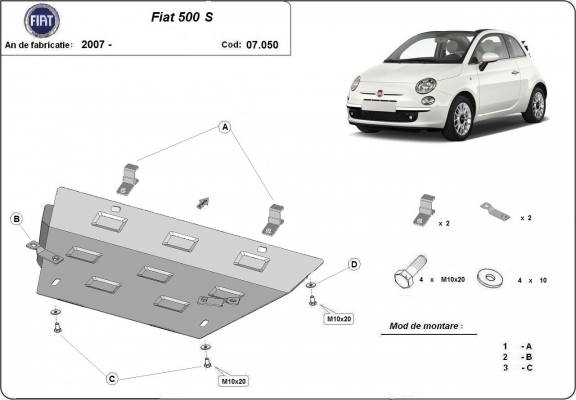 Unterfahrschutz für Fiat 500 S