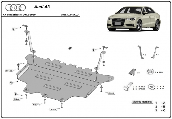 Aluminium Unterfahrschutz für Motor und Getriebe für den Audi A3