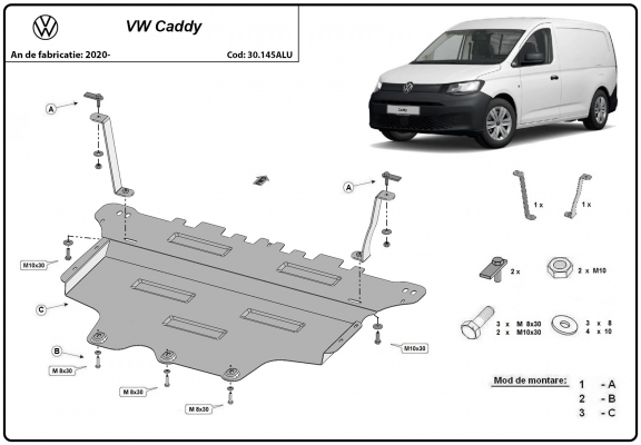 Aluminium Unterfahrschutz für Motor der Marke VW Caddy