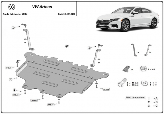 Aluminium Unterfahrschutz für Motor der Marke VW Arteon