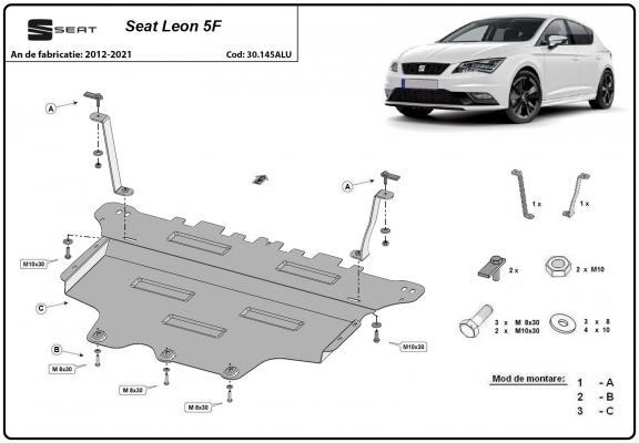 Aluminium Unterfahrschutz für Motor der Marke Seat Leon Mk3 5F