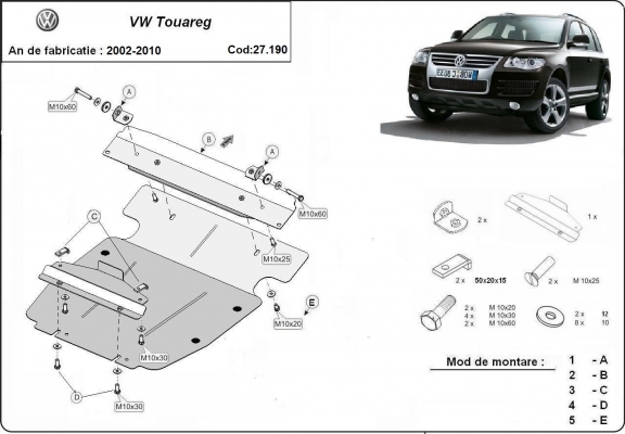 Unterfahrschutz für Motor der Marke Volkswagen Touareg 7L