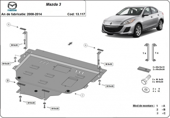 Unterfahrschutz für Motor der Marke Mazda 3