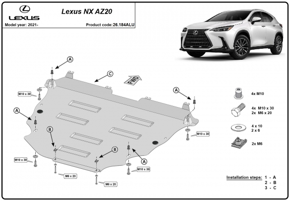 Aluminium Unterfahrschutz für Motor der Marke Lexus NXAZ20