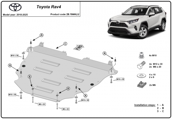 Aluminium Unterfahrschutz für Motor der Marke Toyota RAV4