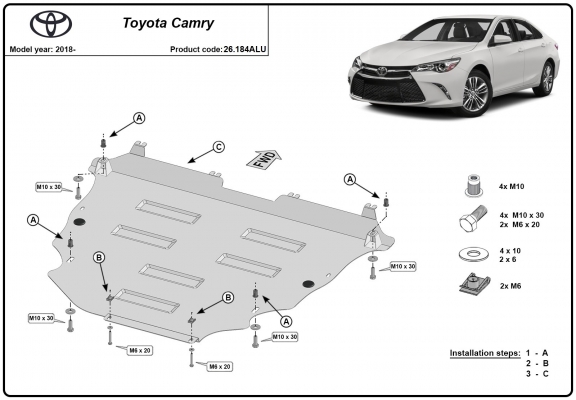 Aluminium Unterfahrschutz für Motor der Marke Toyota Camry