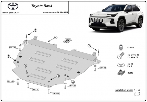 Aluminium Unterfahrschutz für Motor der Marke Toyota RAV4