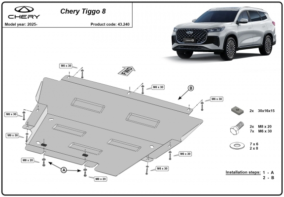 Unterfahrschutz für Motor der Chery Tiggo 8