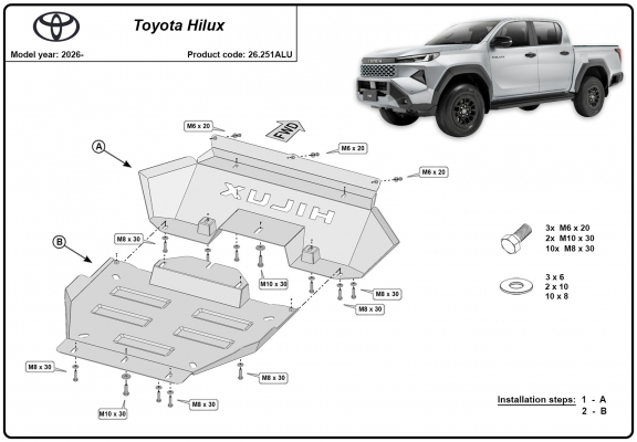 Aluminium Unterfahrschutz für Motor der Marke Toyota Hilux
