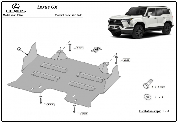 Unterfahrschutz aus Stahl für Motor der Marke Lexus GX