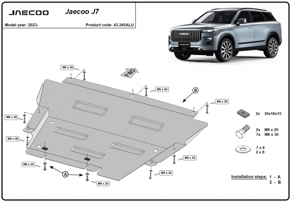 Aluminium Unterfahrschutz für Motor der Marke Jaecoo J7