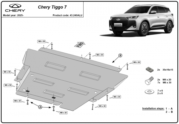 Aluminium Unterfahrschutz für Motor der Marke Chery Tiggo 7