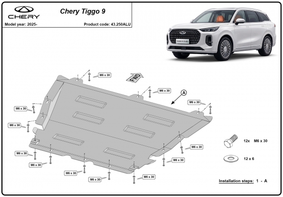 Aluminium Unterfahrschutz für Motor der Marke Chery Tiggo 9