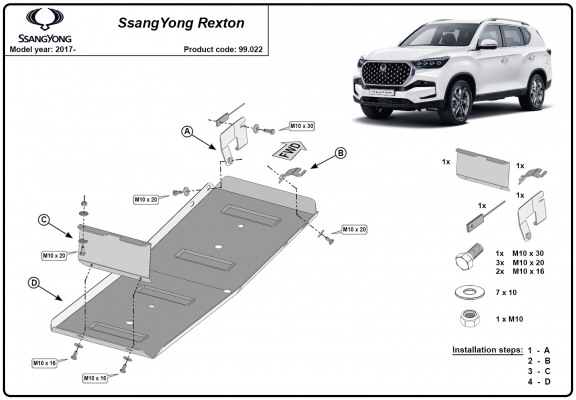 Stahlschutz für Treibstofftank der Marke  Ssangyong Rexton