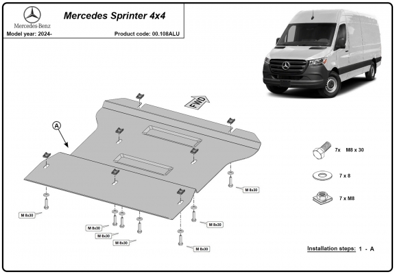 Aluminium Getriebe Schutz für Mercedes Sprinter 4x4